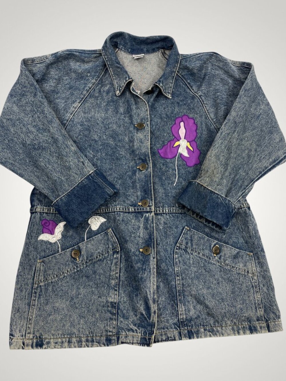 OshKosh B'Gosh Acid Wash Vintage Floral Y2K 90's Denim Chore Jacket Women's S - Picture 15 of 15